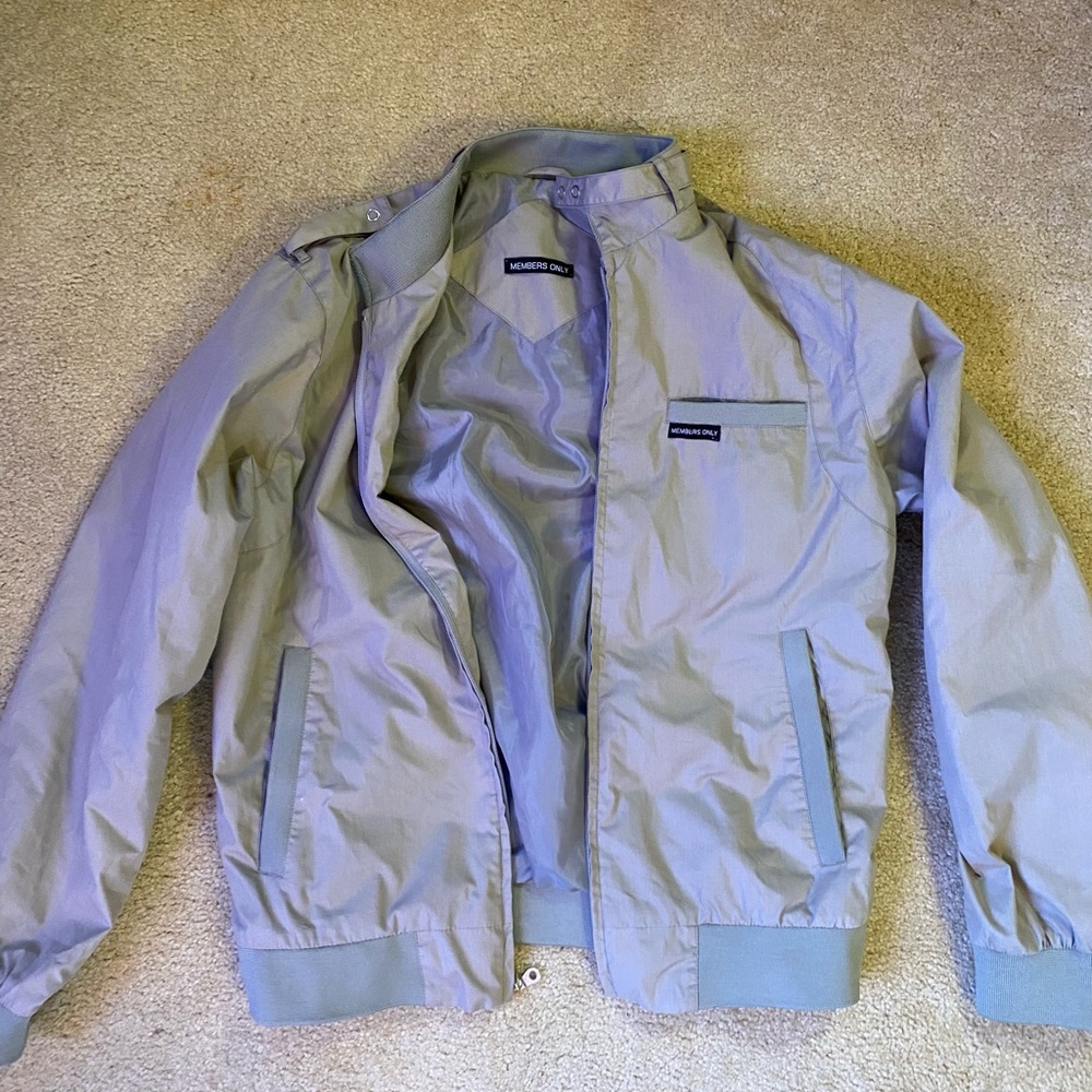 Men’s Members Only Jacket Iconic Racer Beige/Tan - Medium